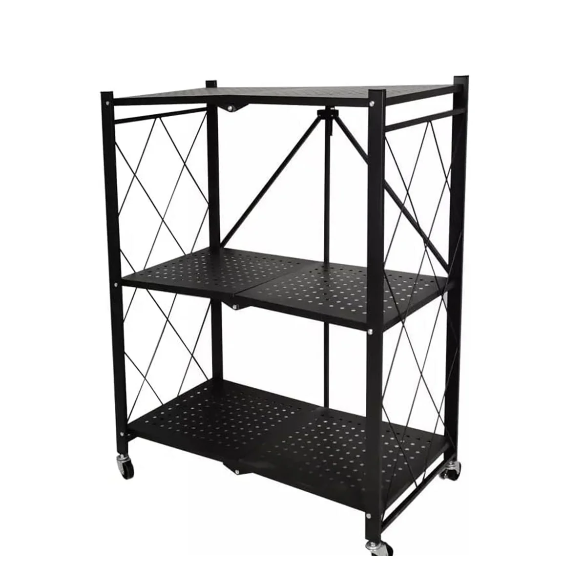 MaxRack™ мобилен метален сгъваем стелаж за съхранение - 3 нива