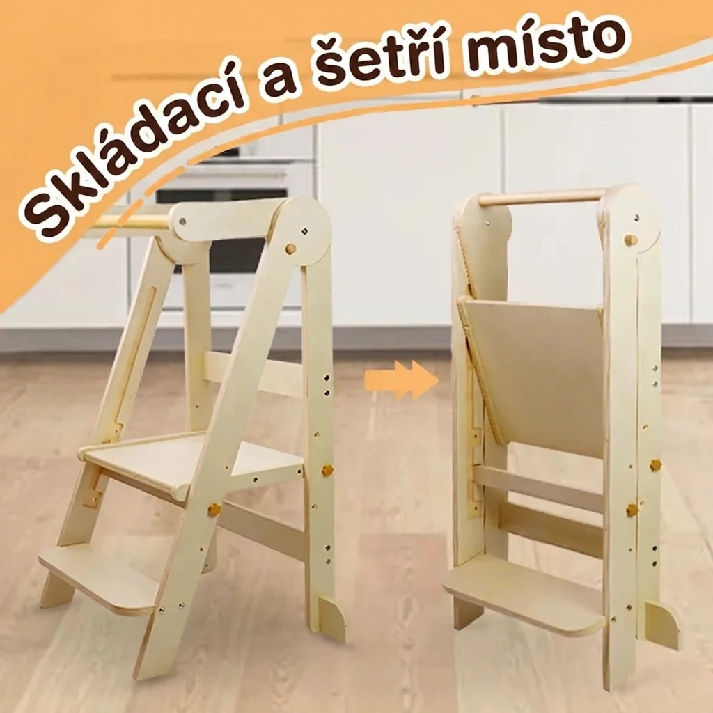 BabyTower™ dřevěná nastavitelné učící věž