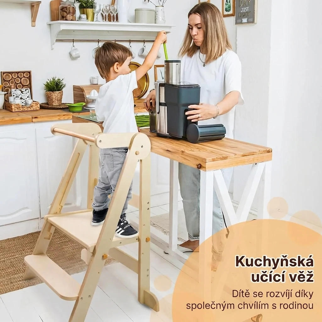 BabyTower™ dřevěná nastavitelné učící věž