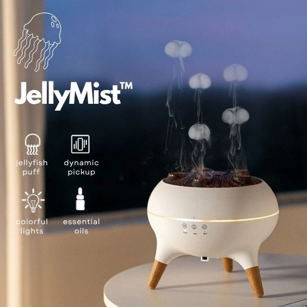 JellyMist™ designový LED difuzér a zvlhčovač s motivem medúzy
