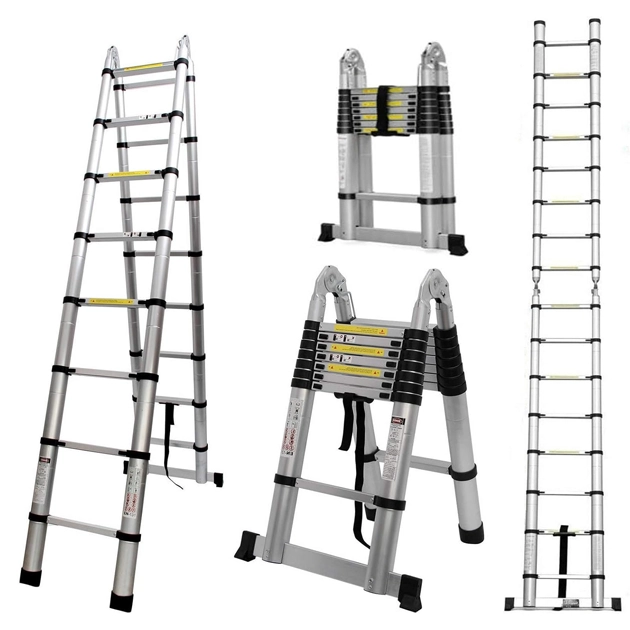 LadMax™ hliníkový teleskopický skládací žebřík 220-440 cm