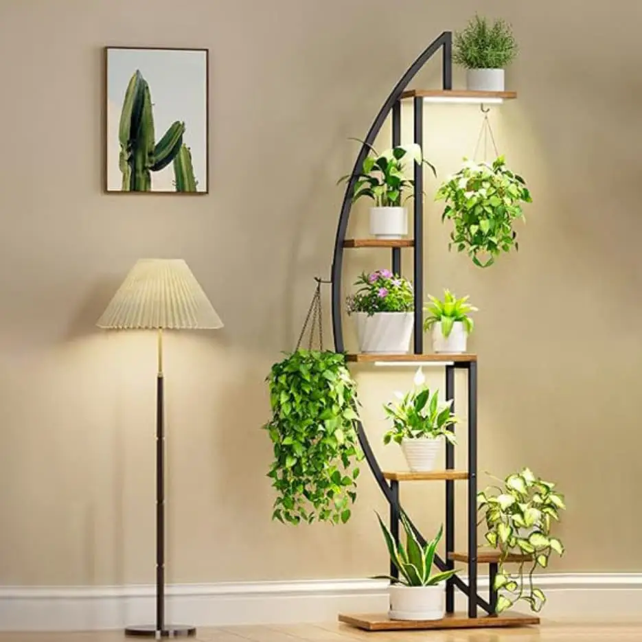 Moonflower™ Stojan na rostliny ve tvaru půlměsíce s osvětlením