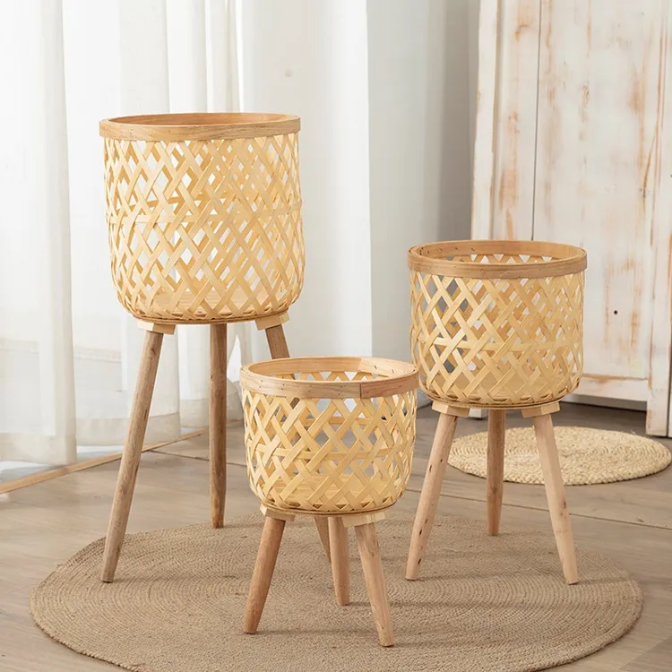 RattanBloom™ 3dílná stojací sada květináčů