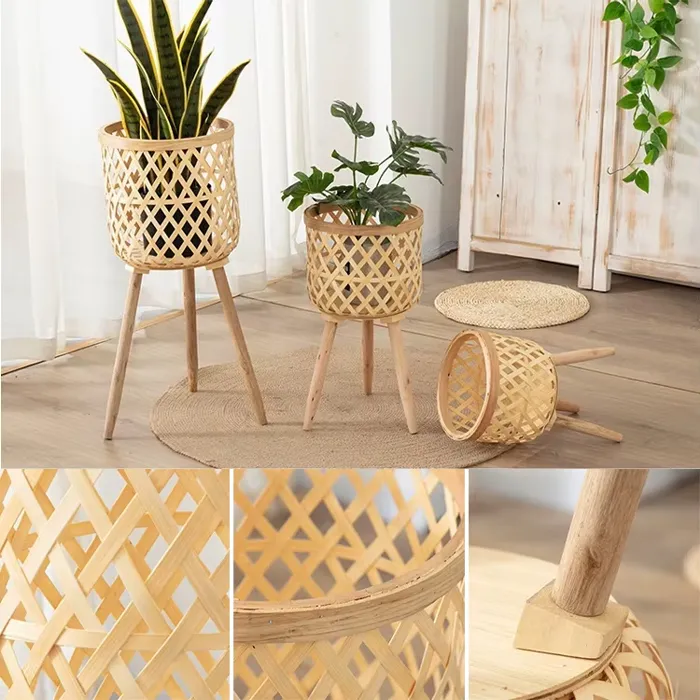 RattanBloom™ 3dílná stojací sada květináčů