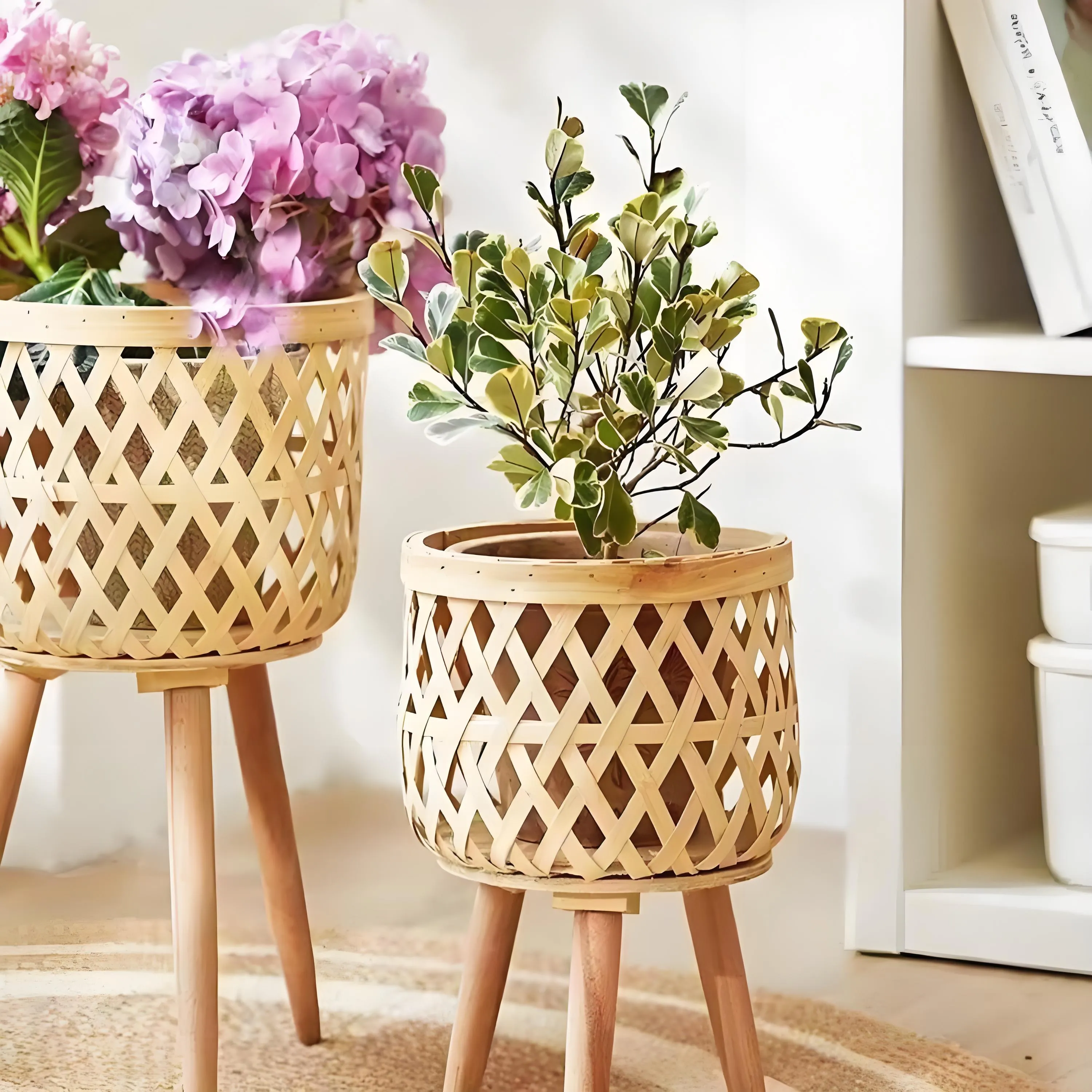 RattanBloom™ 3dílná stojací sada květináčů