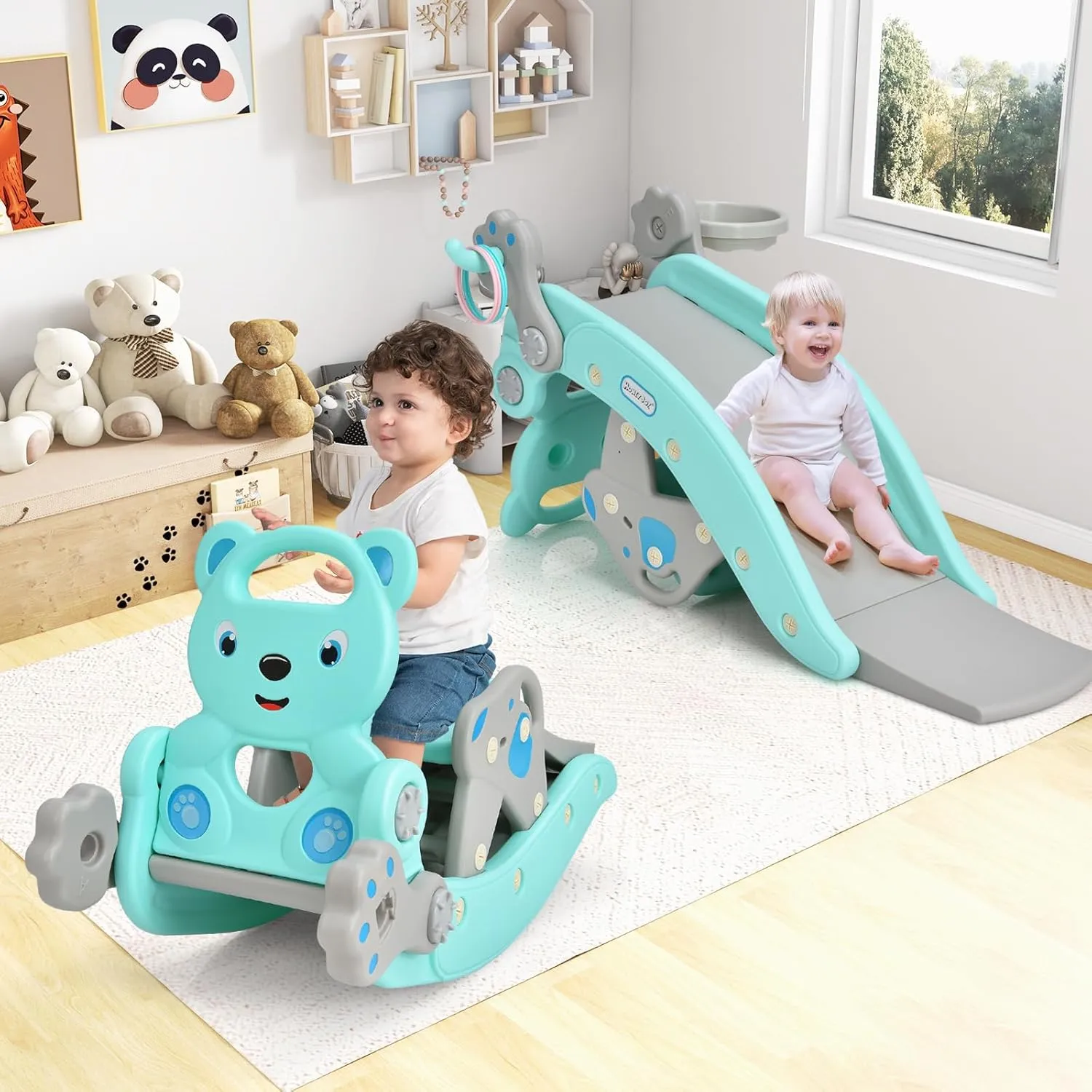 RockySlide™ 5-v-1 dětská skluzavka a houpačka