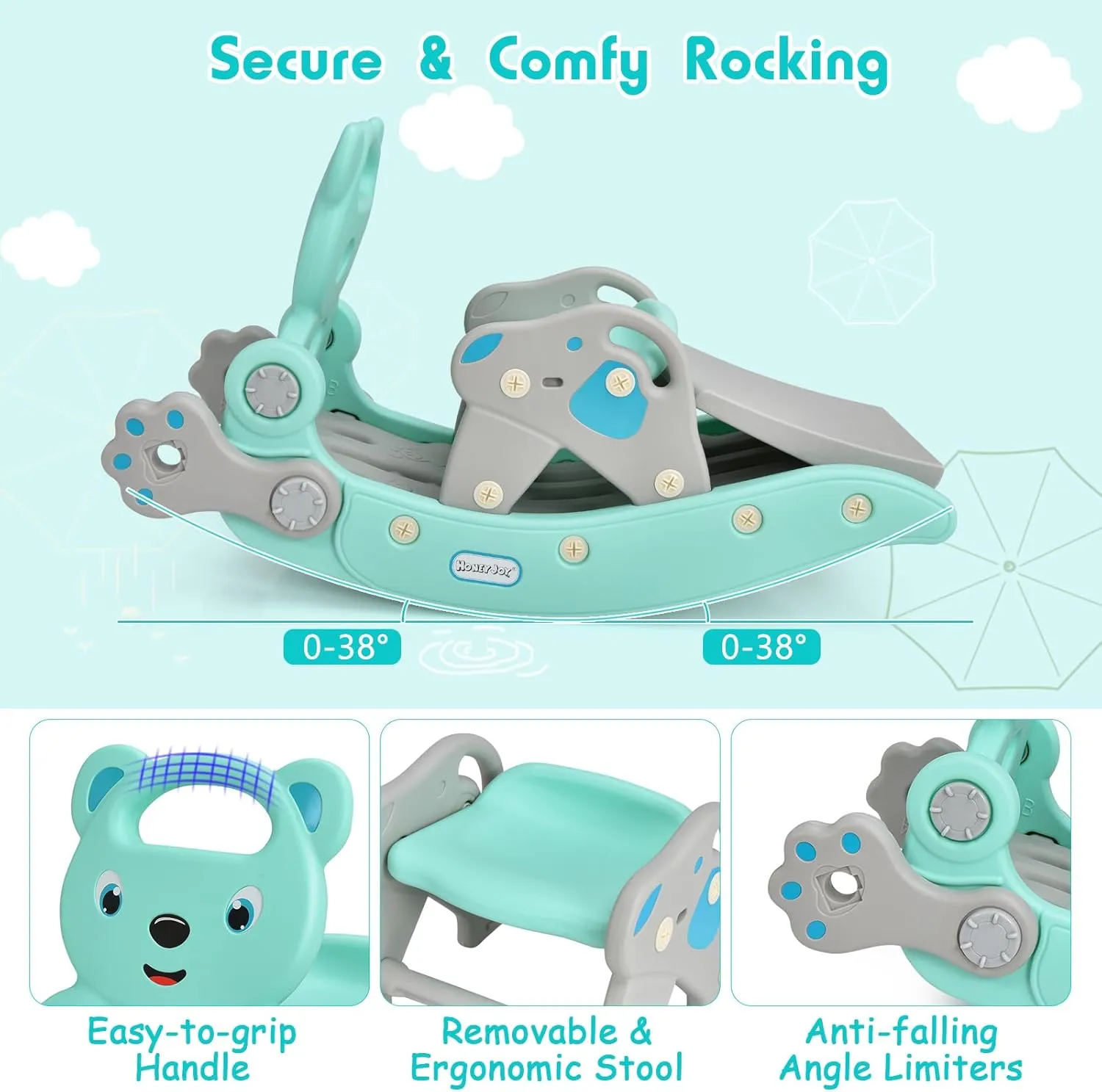 RockySlide™ 5-v-1 dětská skluzavka a houpačka
