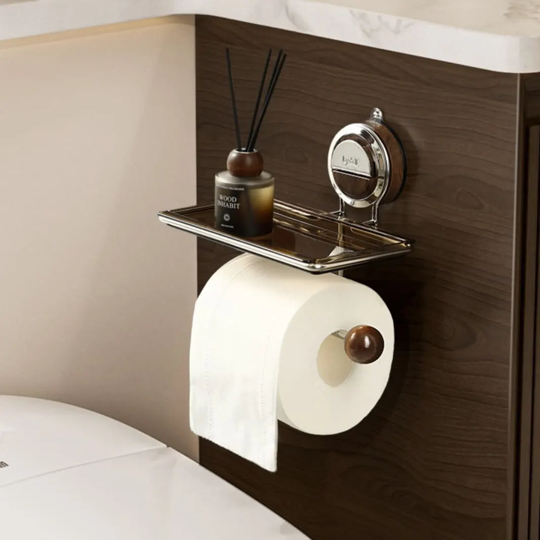 VeloraLuxe™ držák na toaletní papír s přísavkou a poličkou