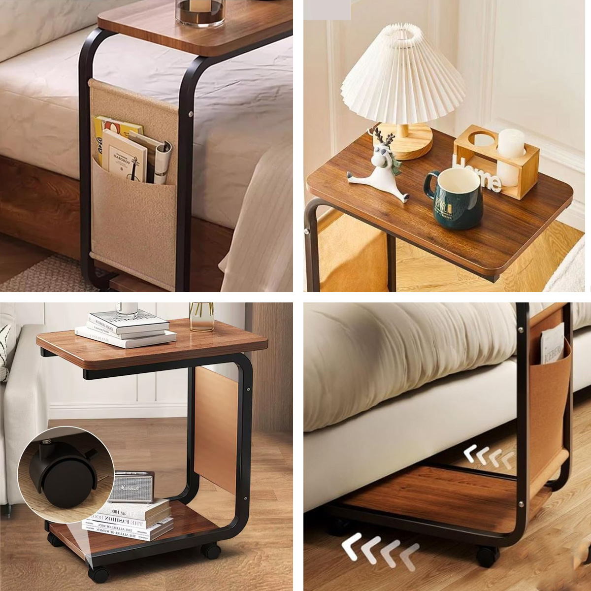 DeskCart™ Mesa baja móvil en forma de C