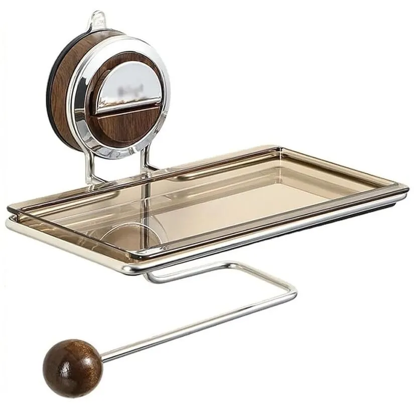 VeloraLuxe™ držač toaletnog papira s policom na vakuumsko pričvršćivanje