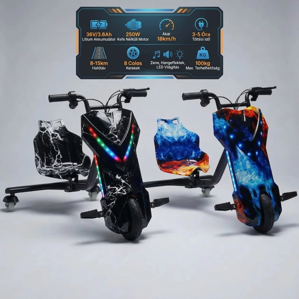 DriftMax™ elektromos 3 kerekű drift gokart