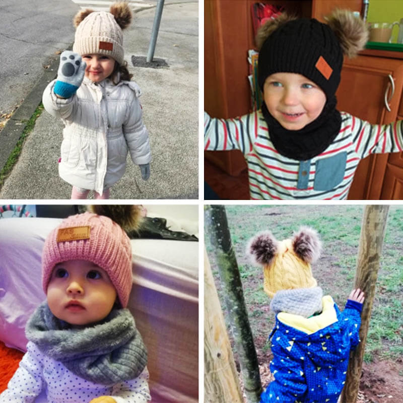 FluffyChic téli gyerek sapka 