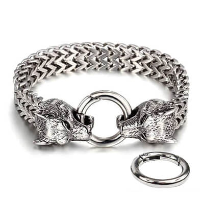 HatiSkoll férfi farkasfejes karkötő 