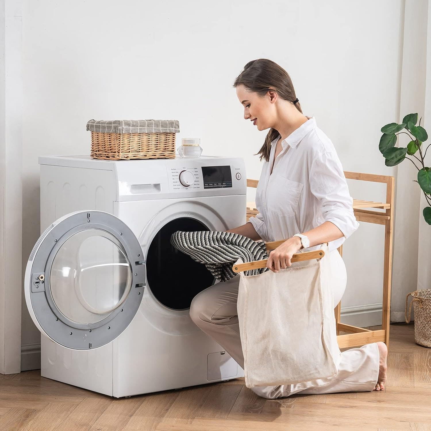 Laundrie™ dupla kihúzható bambusz szennyestartó