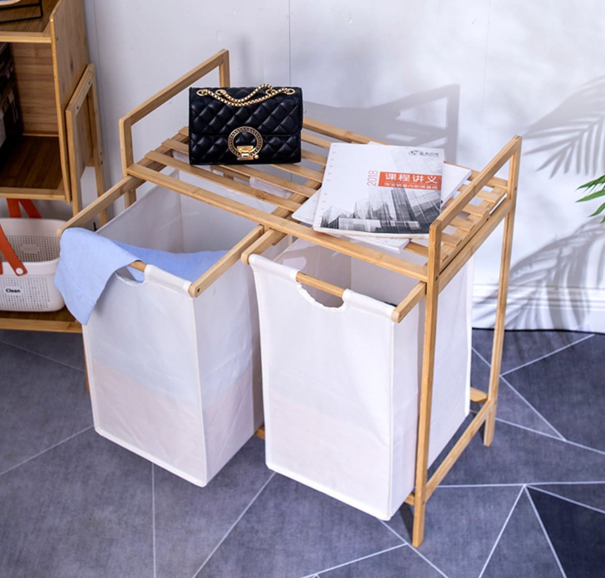 Laundrie™ dupla kihúzható bambusz szennyestartó