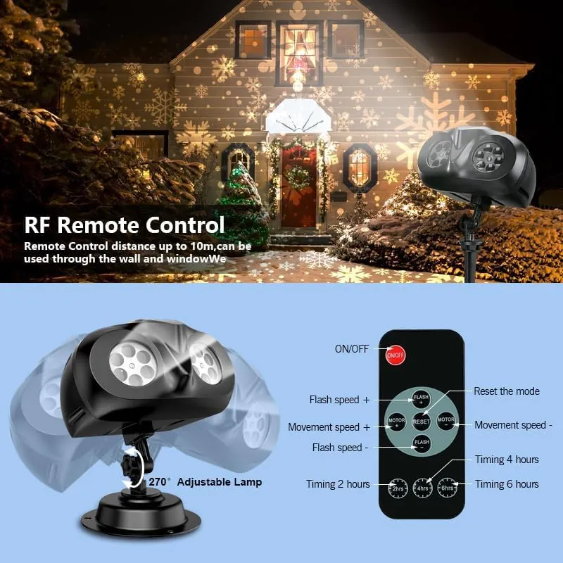 LumiFlake™ beltéri és kültéri kettős hópehely kivetítő RC-vel
