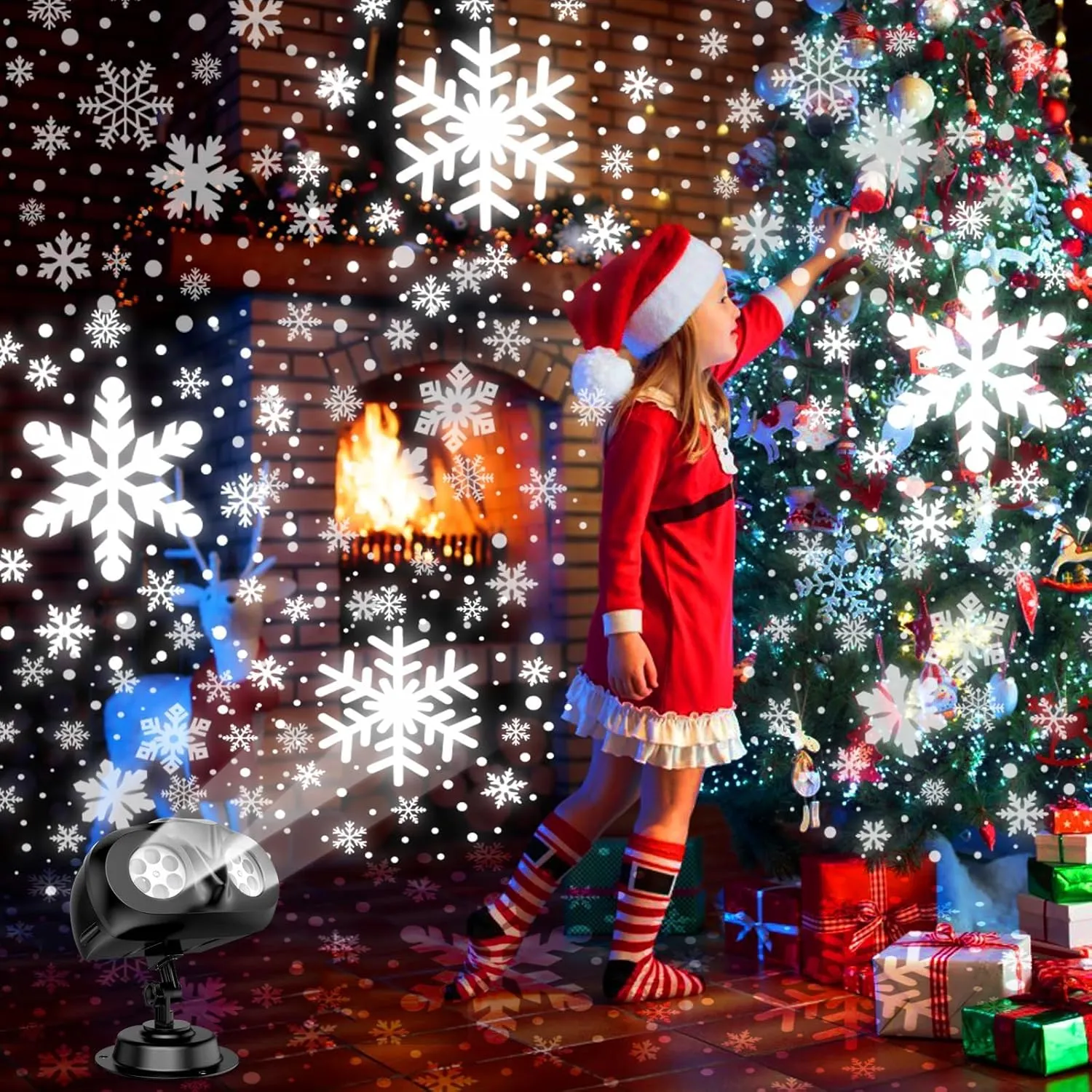 LumiFlake™ beltéri és kültéri kettős hópehely kivetítő RC-vel