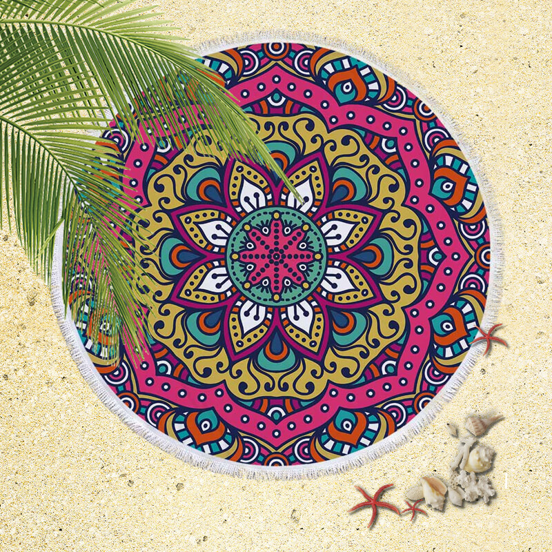 Mandala kerek strandtörölköző 