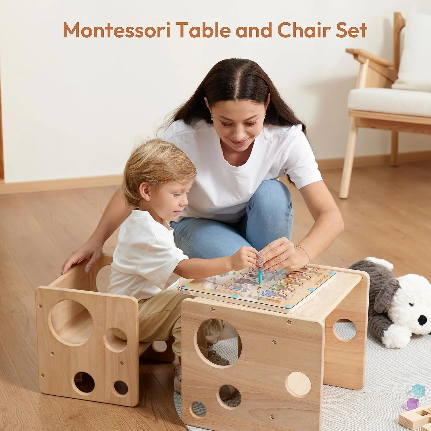 MonteKiddo™ faasztal szett kisgyermekeknek