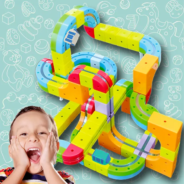 RailMag™ mágneses egysínes sínszerkezet építő készlet - 66 db