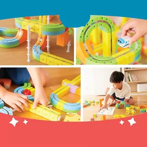 RailMag™ mágneses egysínes sínszerkezet építő készlet - 66 db