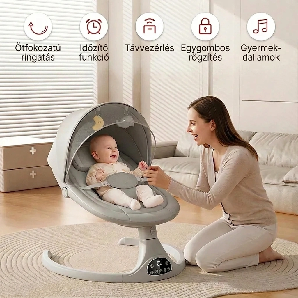 RockyBaby™ elektromos, távirányítós babahinta