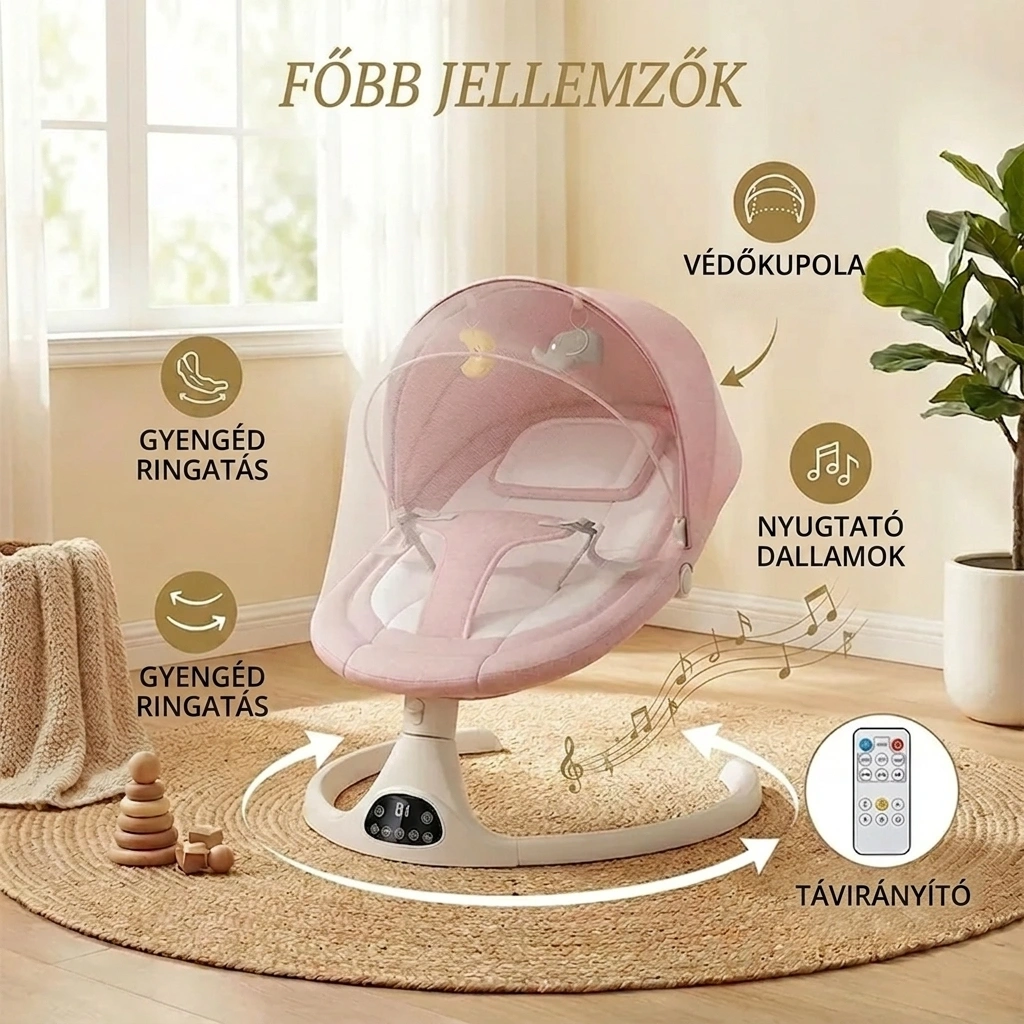 RockyBaby™ elektromos, távirányítós babahinta