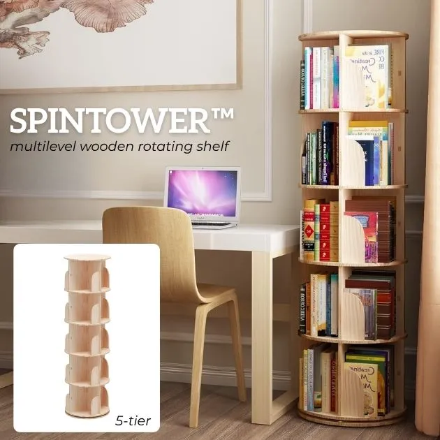 SpinTower™ több szintes fa forgó polc
