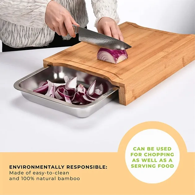ChopStar™ bambusa griešanas dēlis ar atvilktnēm