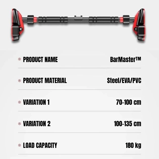 BarMaster™ regulowany drążek do podciągania na futrynie