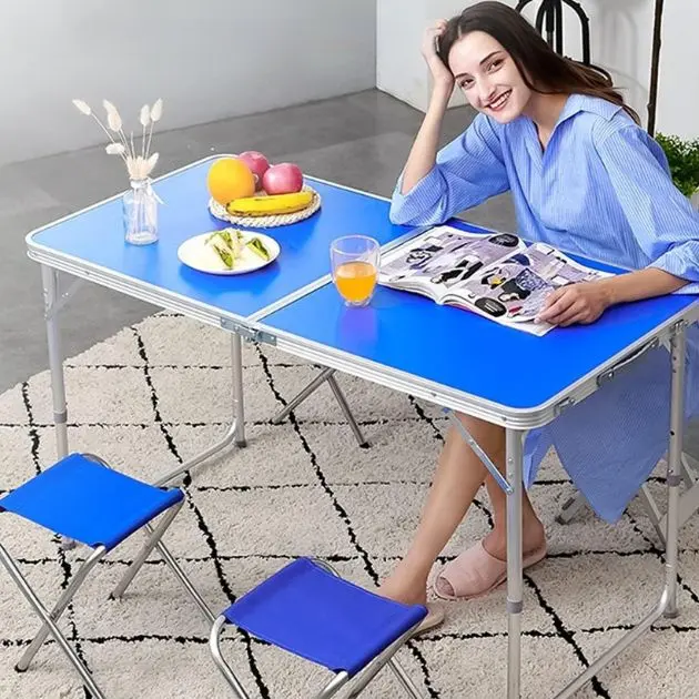 CampMate™ Składany aluminiowy stół kempingowy z 4 krzesłami