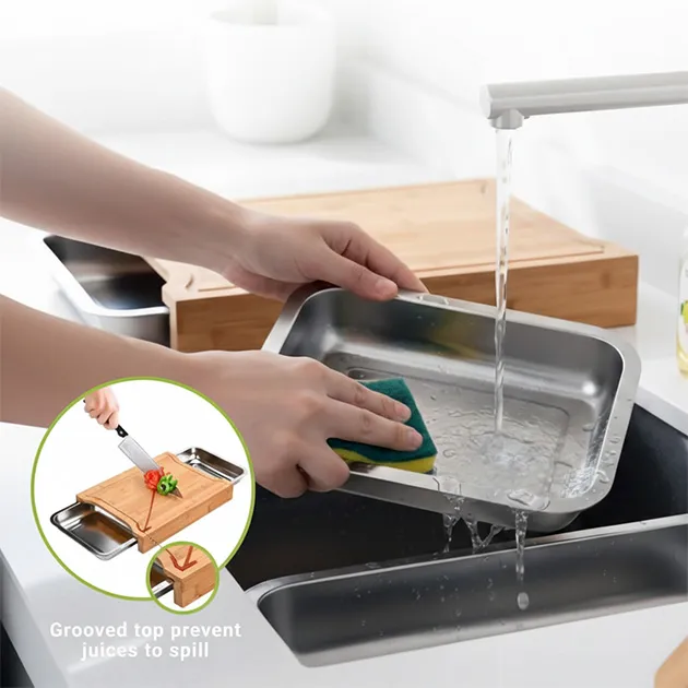 ChopStar™ tablica do krojenia z bambusa z szufladami