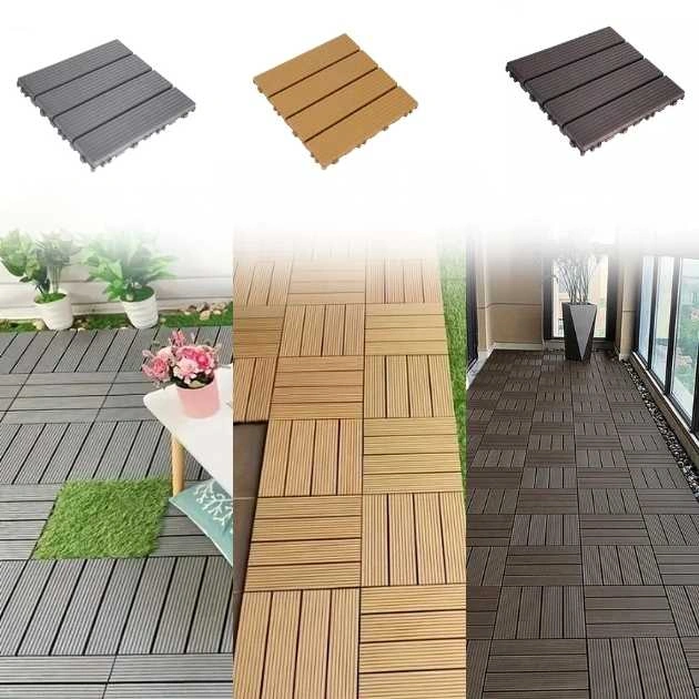 Płytki tarasowe DeckLock™ z PVC imitujące drewno – 12x (30x30cm) = 1,08 m²