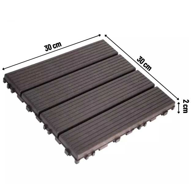 Płytki tarasowe DeckLock™ z PVC imitujące drewno – 12x (30x30cm) = 1,08 m²