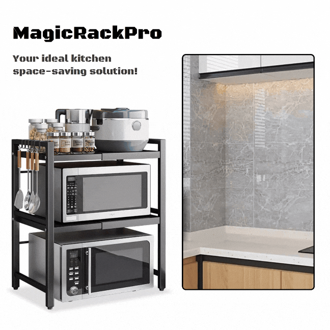 MagicRackPro™ 3-poziomowy, wysuwany stojak do kuchenek mikrofalowych