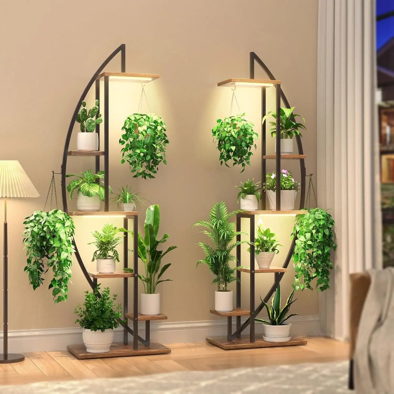 MoonFlower™ stojak na rośliny w kształcie półksiężyca z oświetleniem