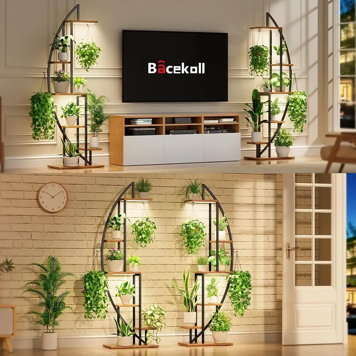 MoonFlower™ stojak na rośliny w kształcie półksiężyca z oświetleniem