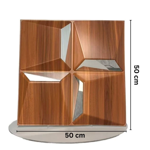 Reflectiva™ 3D panel ścienny z lustrem PVC 50 × 50 cm – zestaw 8 szt.