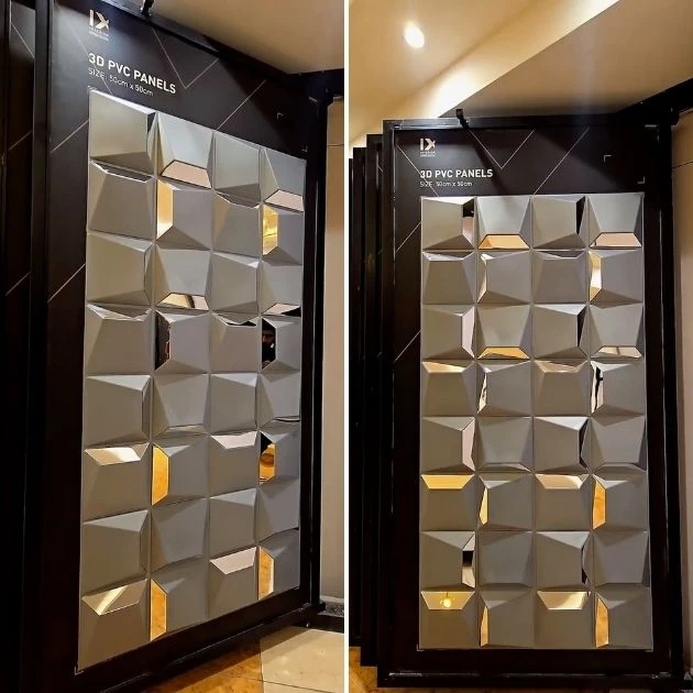 Reflectiva™ 3D panel ścienny z lustrem PVC 50 × 50 cm – zestaw 8 szt.