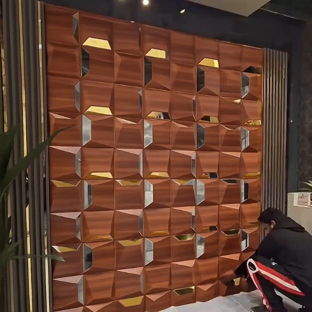 Reflectiva™ 3D panel ścienny z lustrem PVC 50 × 50 cm – zestaw 8 szt.