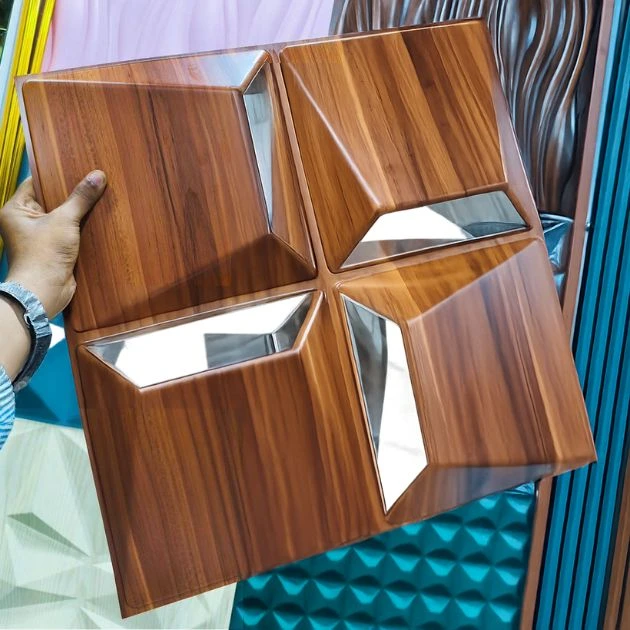 Reflectiva™ 3D panel ścienny z lustrem PVC 50 × 50 cm – zestaw 8 szt.