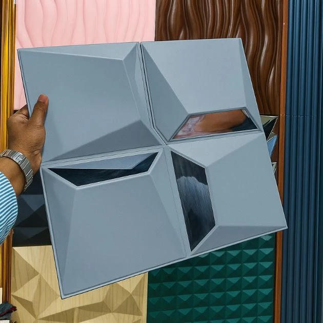 Reflectiva™ 3D panel ścienny z lustrem PVC 50 × 50 cm – zestaw 8 szt.