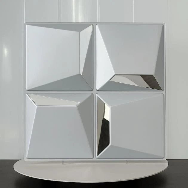 Reflectiva™ 3D panel ścienny z lustrem PVC 50 × 50 cm – zestaw 8 szt.