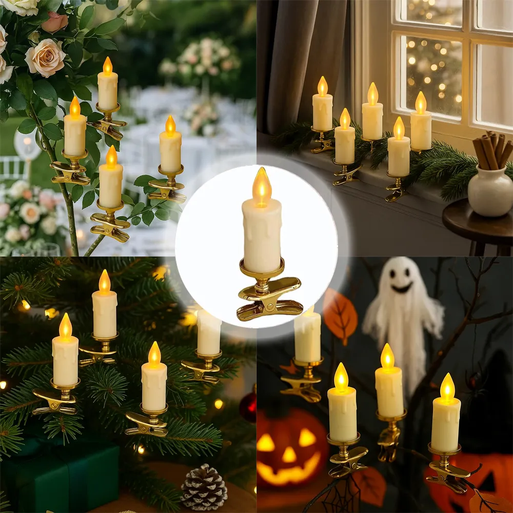 CandleTree™ Lumânări LED cu clip pentru bradul de Crăciun - pachet de 10