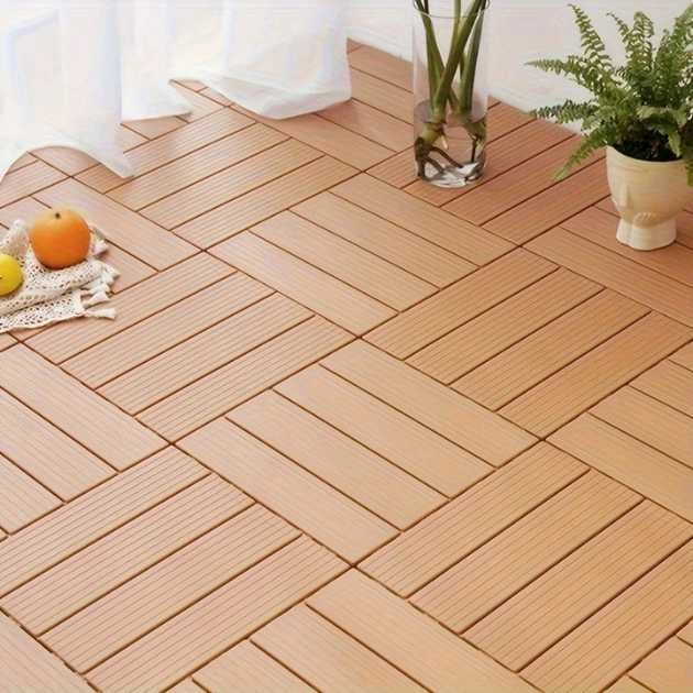 DeckLock™ plăci de podea PVC interconectabile, imitație lemn - 12 bucăți (30x30 cm)