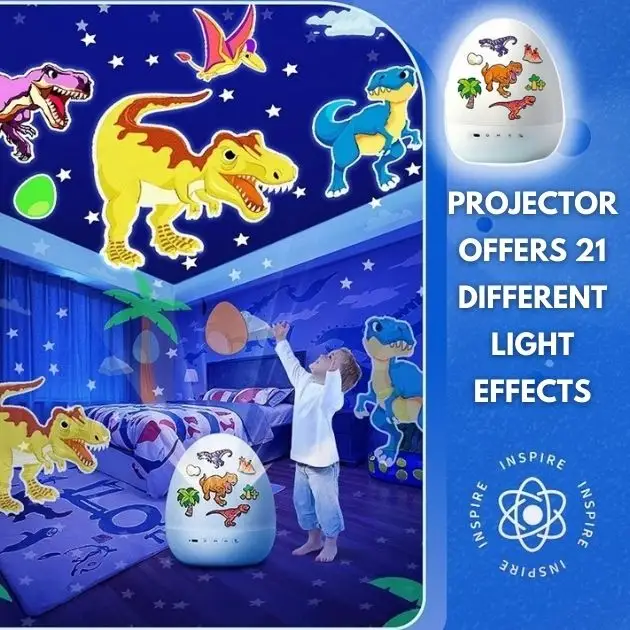 DinoGlow™ proiector LED pentru ouă de dinozaur cu 21 de teme
