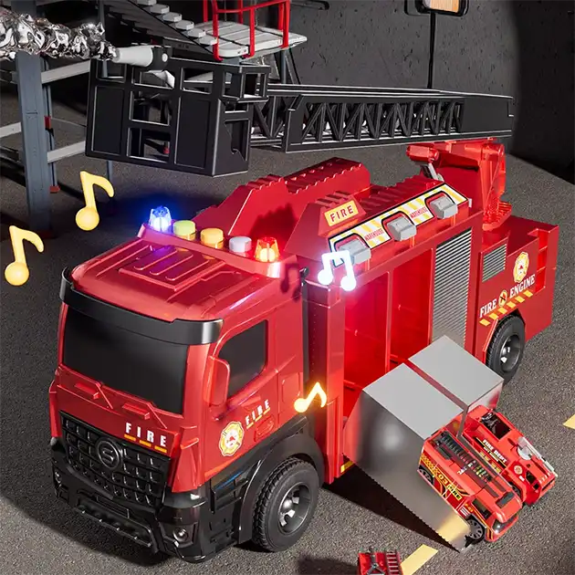 FireFighterz™ camion de pompieri cu echipă de intervenție și pulverizator de apă