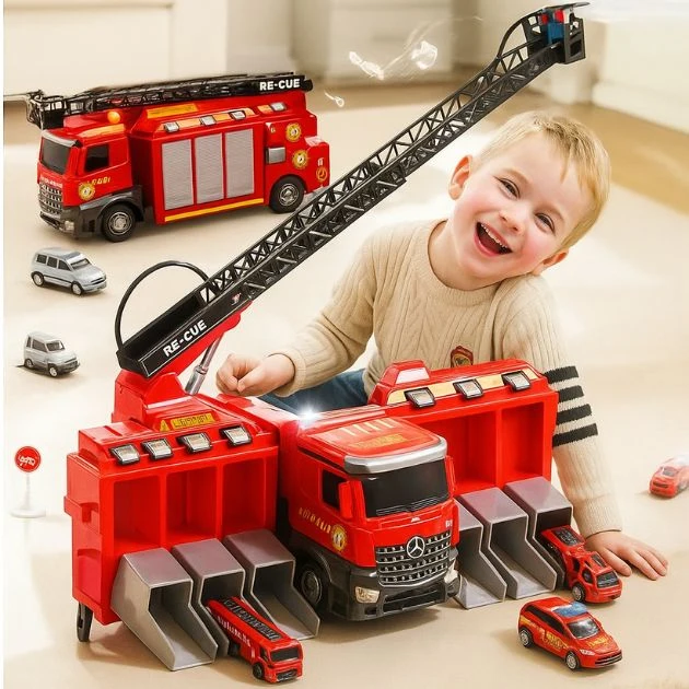 FireFighterz™ camion de pompieri cu echipă de intervenție și pulverizator de apă