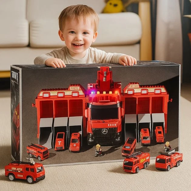 FireFighterz™ camion de pompieri cu echipă de intervenție și pulverizator de apă