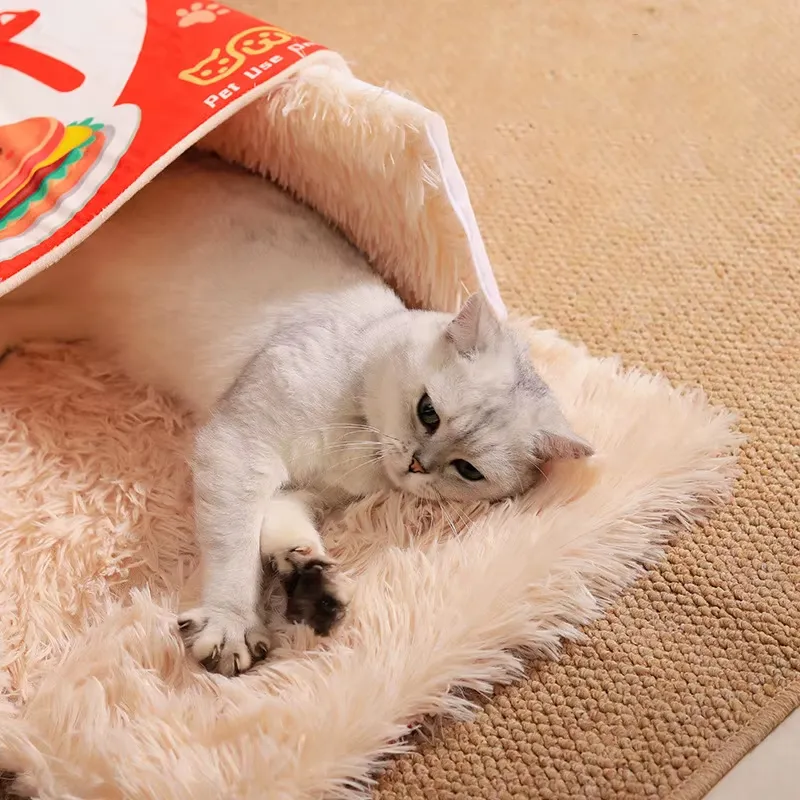 FluffyBox™ pat pentru pisici, în formă de cutie, din pluș